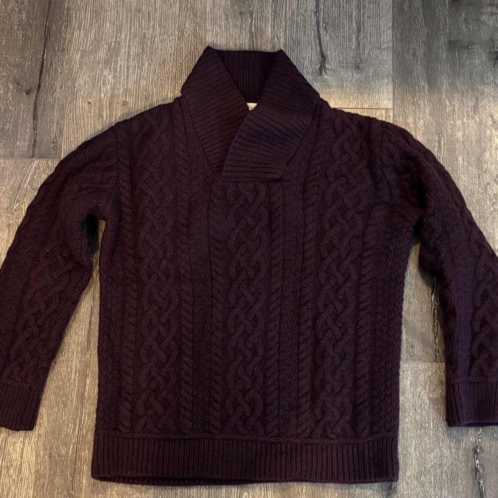 Men's Aran Sweater Market Cable Knit Sweater - Burgundy